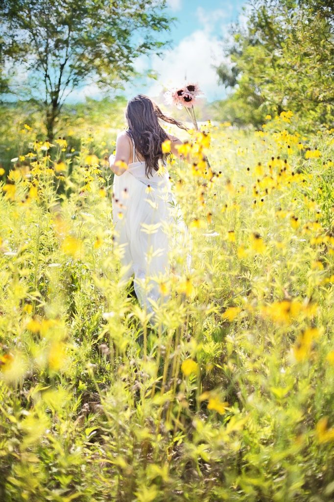 pretty woman, wildflowers, summer-882814.jpg